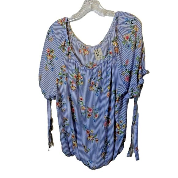 Haute Project 3XL Lightweight Short Sleeve Elastic Collar/Shldr Polyester Blouse - Picture 5 of 8